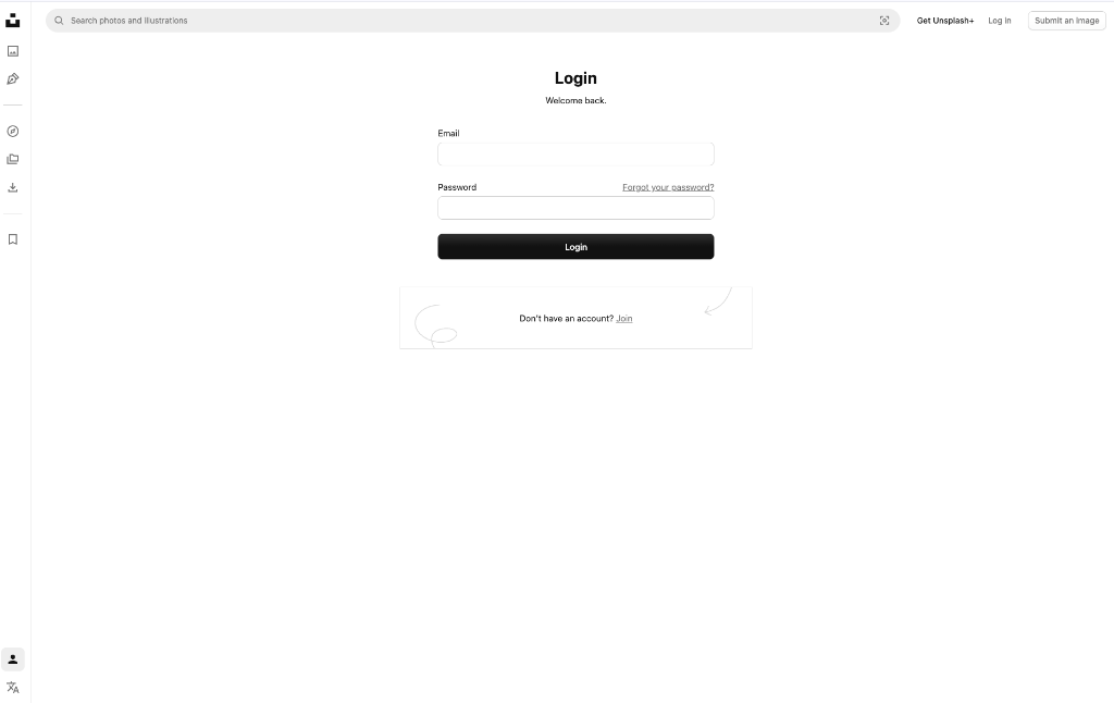 Unsplash 登录页面与 Join 入口