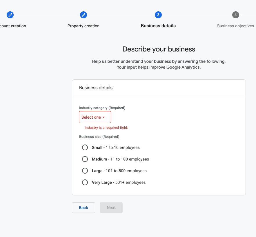 GA 填写 Business details