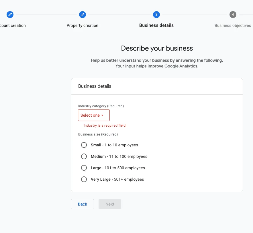 GA 填写 Business details