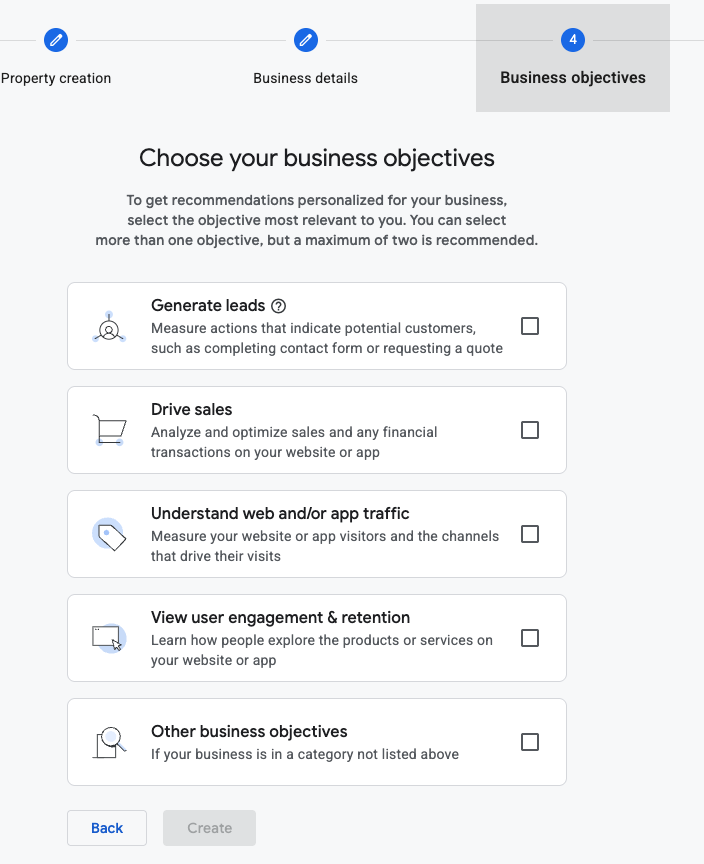 GA 选择 Business objectives