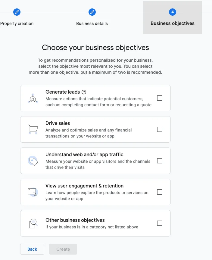 GA 选择 Business objectives