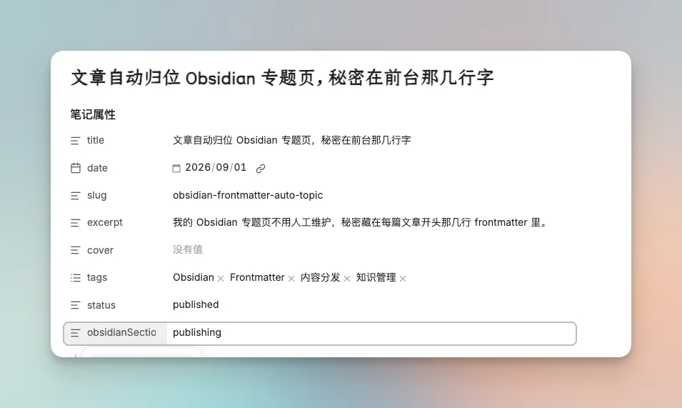 本篇文章的 frontmatter