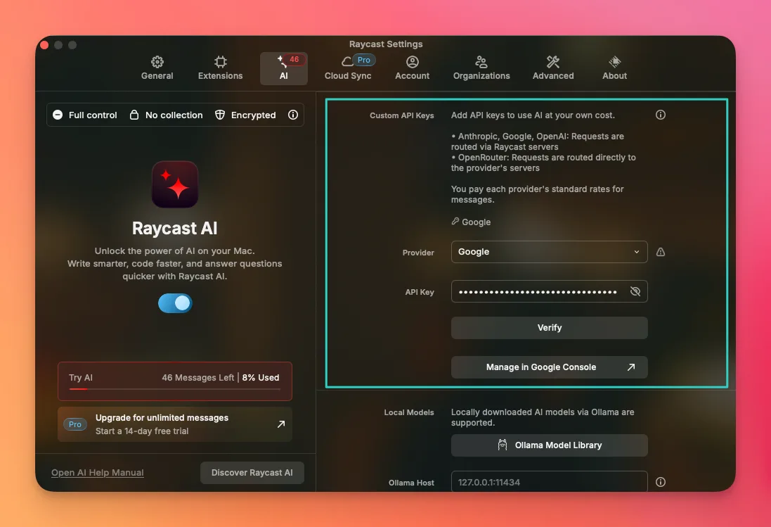Raycast 进阶：不用买 Pro 会员！我用这招免费获得“全局 AI 翻译”魔法 - 截图 1
